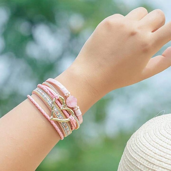 Heart Leather Wrap Bracelets Stackable Boho Cuff Bangles - Picture 2 of 2